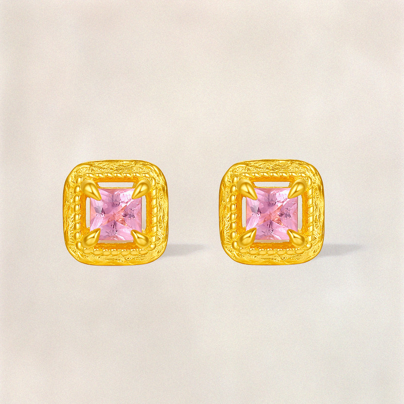 周六福黄金镶嵌碧玺耳钉女款方糖耳饰送女友新年礼物官方旗舰店,淘宝优惠券,粉丝福利购,淘宝优惠卷