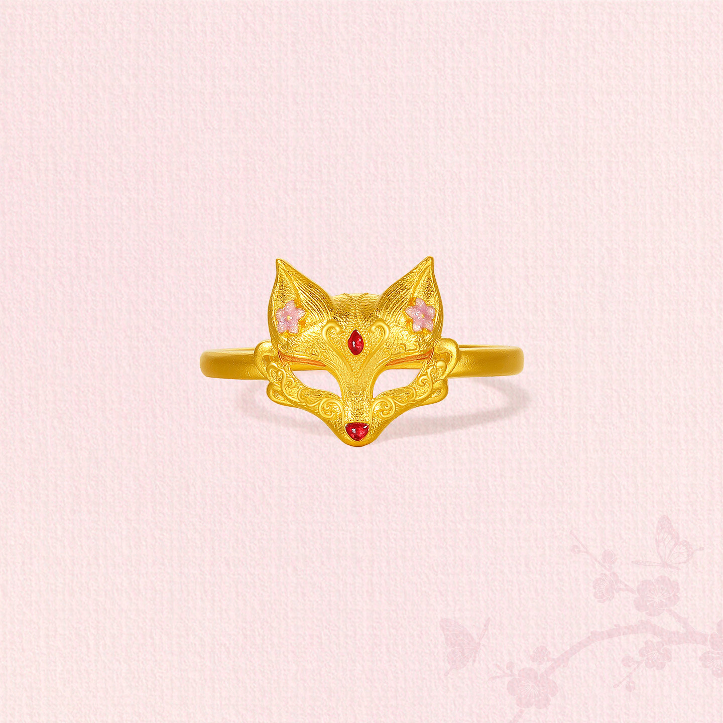 Saturday blessing gold ancient method denominated pure gold auspicious auspicious fox cute face ring women's ring fortune fox series holiday gift