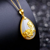 Золотая подвеска из белого нефрита, подарок на день рождения