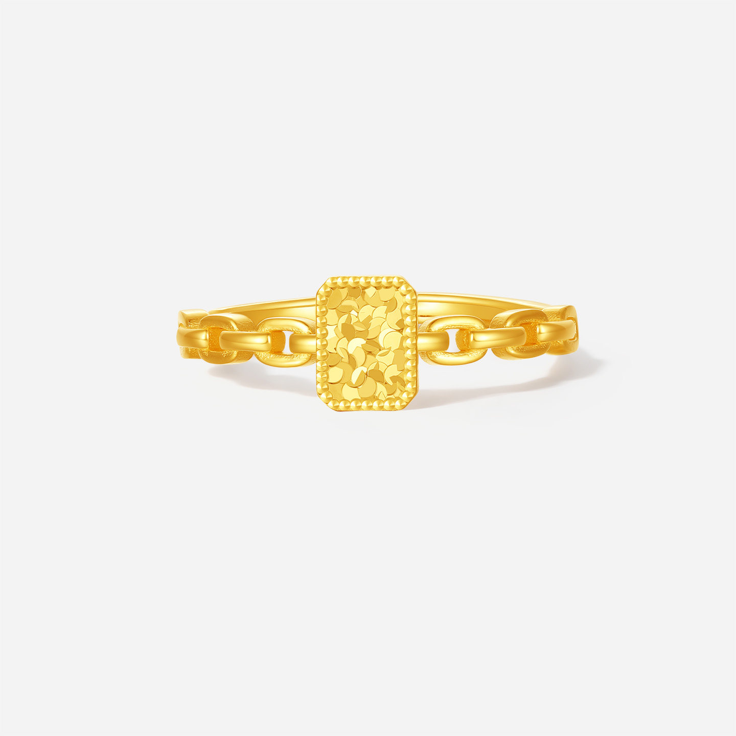 Saturday Fortune Gold 5G Priced Pure Gold Ring Sparkling Broken Gold Sugar Cube Jewelry Holiday Gift