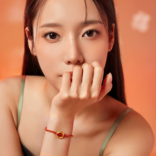 Плетеный золотой браслет из красной нити, браслет с одной бусиной, цепочка, подарок на день рождения