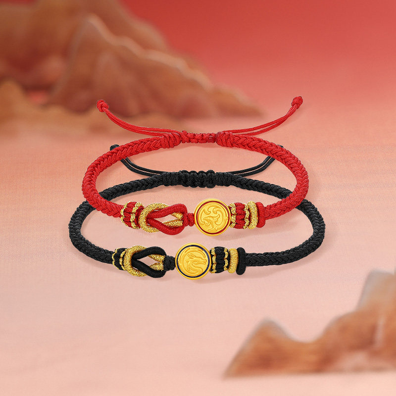 周六福黄金5d硬金手绳情侣款龙凤呈祥手链定价龙凤纹手绳新年礼物,淘宝优惠券,粉丝福利购,淘宝优惠卷