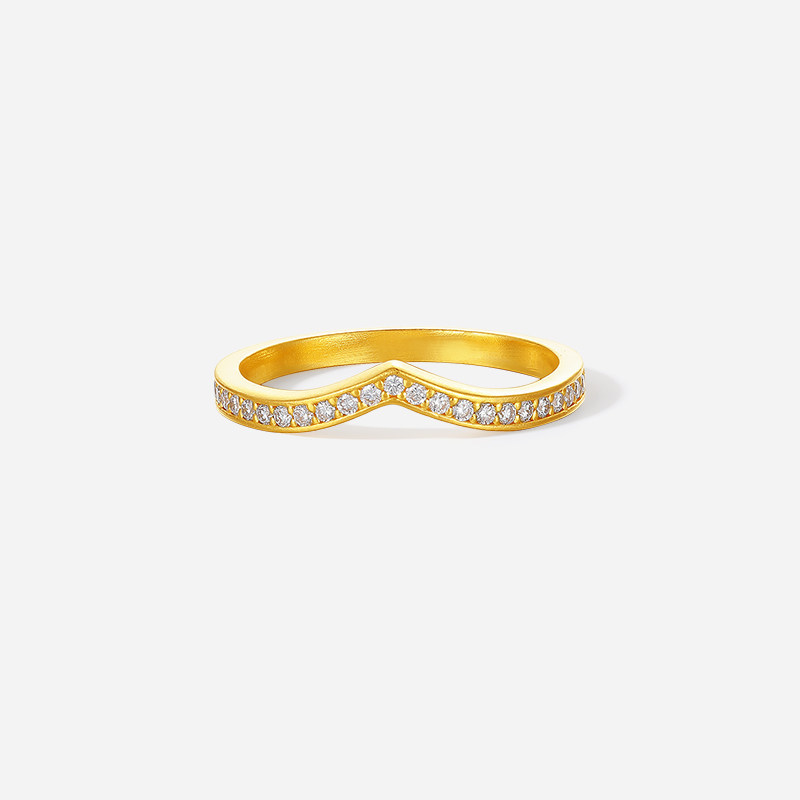Saturday blessing gold inlaid diamond ring for women