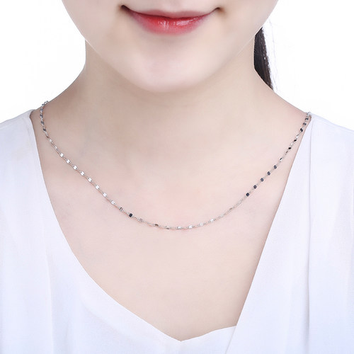 周六福铂金项链女款pt950白金m扣素链锁骨链官方旗舰店送女生礼物 - 图3