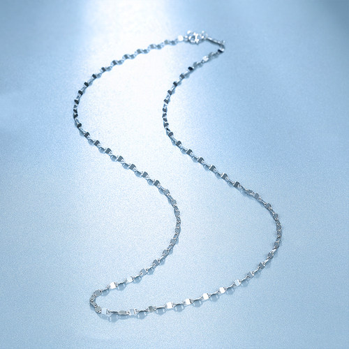 周六福铂金项链女款pt950白金m扣素链锁骨链官方旗舰店送女生礼物 - 图1