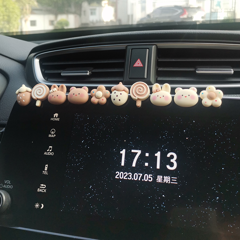 车内饰品摆件车载好物屏幕可爱熊兔电瓶电动车装饰用品大全小配件 - 图1