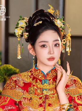 复古金色古装头饰简约秀禾服配饰
