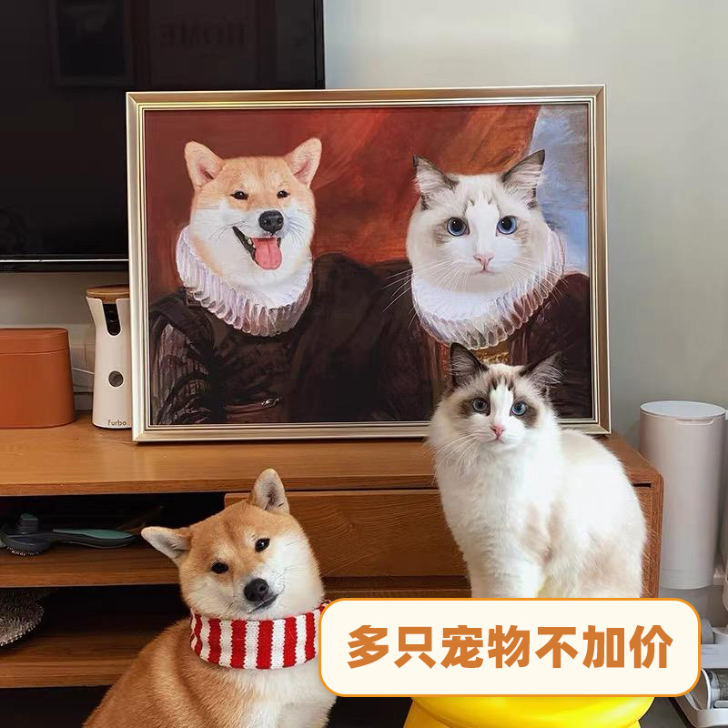 上品印画定制 萌宠入油画宠物画像定制猫狗肖像画装饰画创意礼物 - 图2