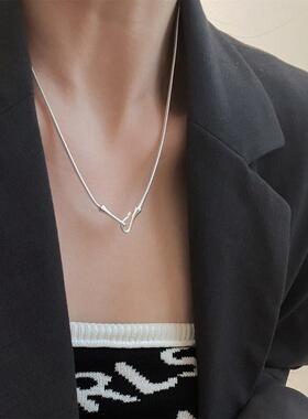 S925银简约时尚鱼钩扣头蛇骨裸链毛衣项链轻奢小众高级感