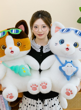 眼镜猫咪毛绒玩具小猫公仔家居摆件送朋友抱枕生日礼物抓机娃