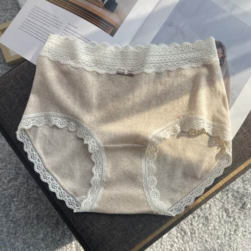 2025新款女士纯棉三角裤包臀加长底裆蕾丝边内裤透气大码抗菌裤头 - 图2