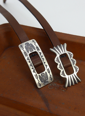 机车复古男女通用925银牛皮手镯