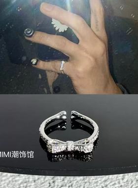 gd权志龙同款演唱会应援礼物男女通用指环开口戒子闪钻蝴蝶结戒指