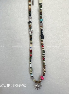 【高品质】Martin马丁同款项链复古太阳不对称彩色串珠链锁骨链