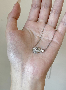 轻奢满钻山茶花项链女高级感