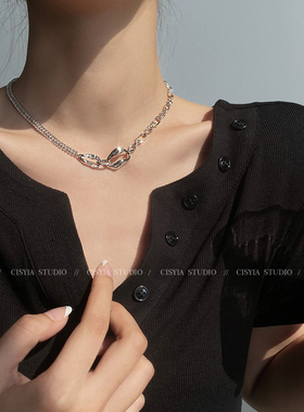 锆石拼接项链女轻奢小众