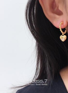 百搭爱心芒星耳坠耳夹无耳洞女