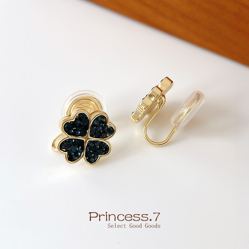 无耳洞小巧水钻四叶草耳环轻奢气质精致耳饰蚊香盘耳夹女2025新款,淘宝优惠券,粉丝福利购,淘宝优惠卷