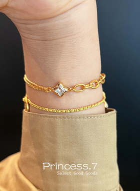 四芒星古法鎏金錾刻点钻星星手链四叶草高级感小众轻奢设计首饰品