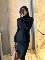 Dl Light Cooked Custom 2023 Winter New Body Wool Positive Dress Temperament Long Sleeve Suit Half Body Skirt Suit Woman