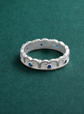 S925纯银镀金戒指度母莲花民族风女款银戒指镀金镶红刚玉小众对戒