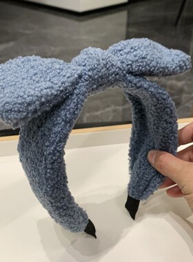 秋冬蝴蝶结毛绒发箍高颅顶发卡