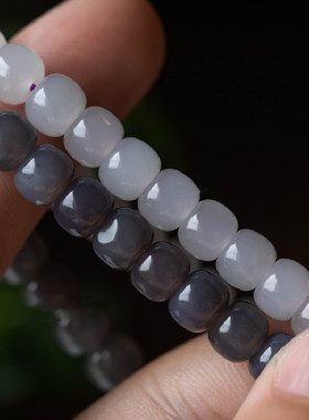 和田玉烟紫手串14k包金福牛手链