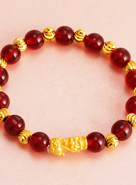 正品越南沙金貔貅手链男女仿黄金色3D沙金手串情侣手链闺蜜手链