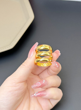 正品越南光面戒指男女款结婚情侣对戒指环久不掉色黄色戒子