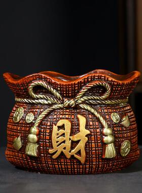钱袋花盆喜庆发财袋招财花盆