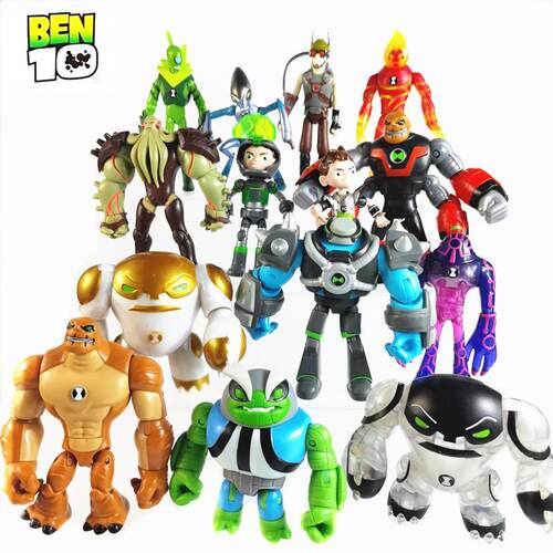 现货少年骇客BEN10动画5寸可动塑胶公仔小班变形怪轰天雷钻石疾速 - 图0