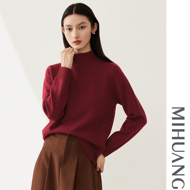 米皇秋冬新品半高领单面绞花羊绒加厚气质休闲简约纯羊绒衫女上衣,淘宝优惠券,粉丝福利购,淘宝优惠卷