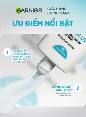 越南官网代购Garnier 广谱防晒霜碱性油最高12H防晒50+PA+ 30ML