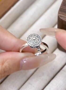 复古六子真言可转动法式指环