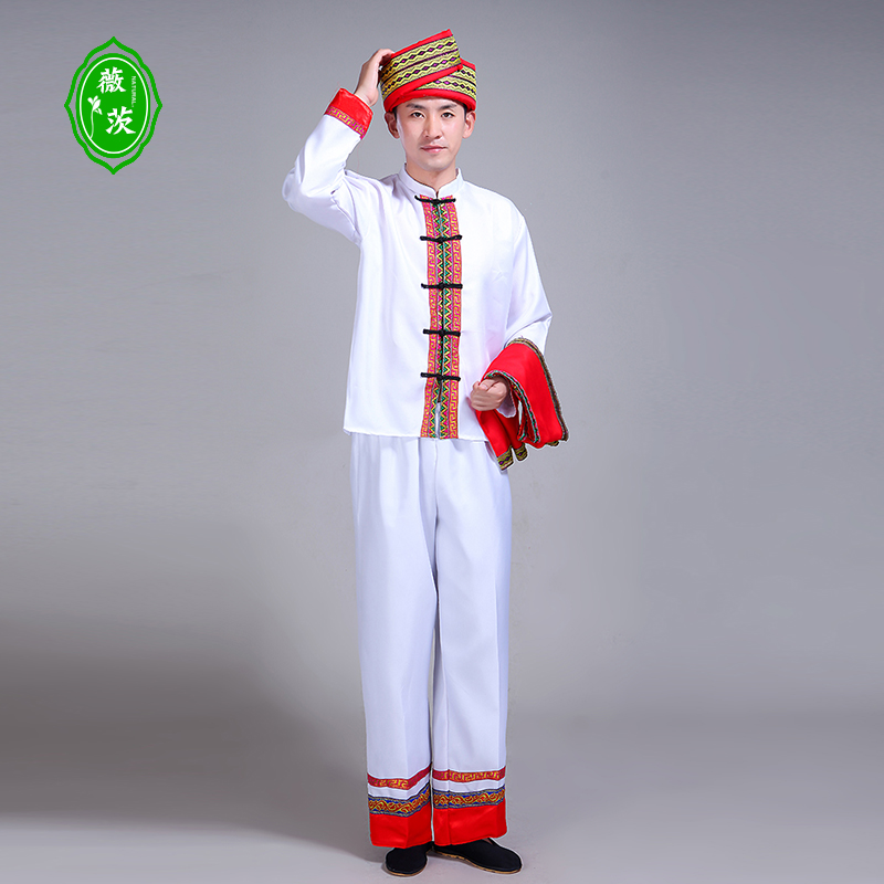 薇茨旗舰店苗族演出服长袖男成人贵州少数民族舞蹈服壮族舞台葫芦丝表演服装2