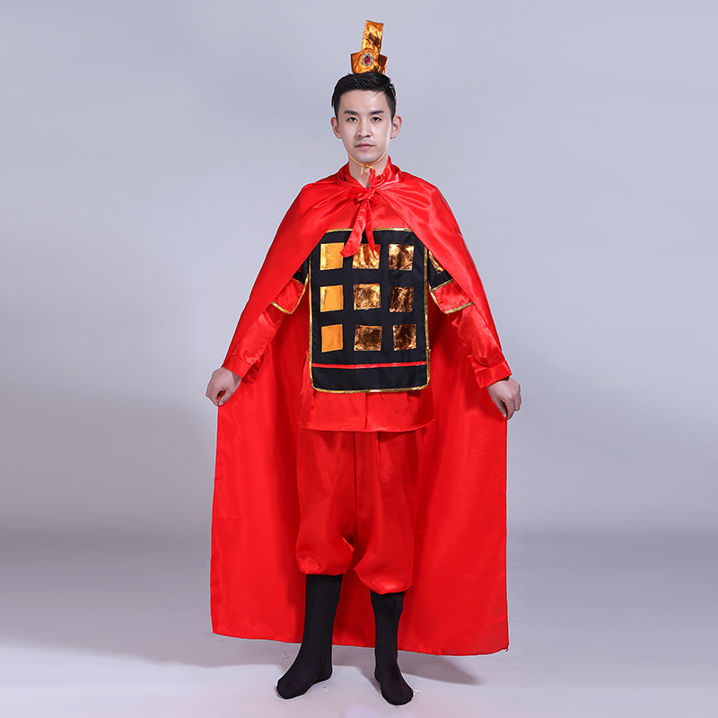 古代士兵男成人古装盔甲披风战袍儿童戏曲舞台演出表演将军汉服装_虎窝淘