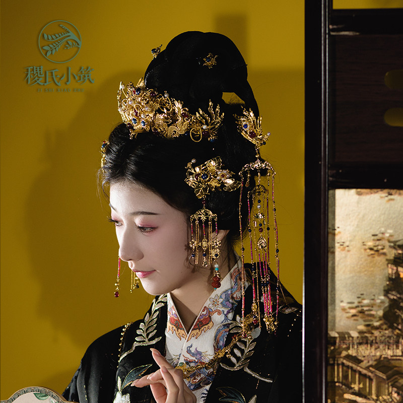 稷氏小筑 灿灿  明制汉服发冠复原风传统古风发饰古典头饰女金色,淘宝优惠券,粉丝福利购,淘宝优惠卷