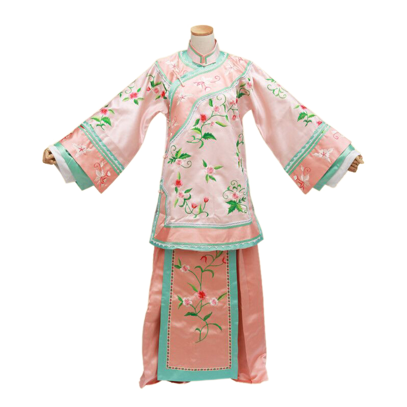新版还珠格格传统秀禾服/紫薇同款服装/大家闺秀舞台剧表演服粉橙