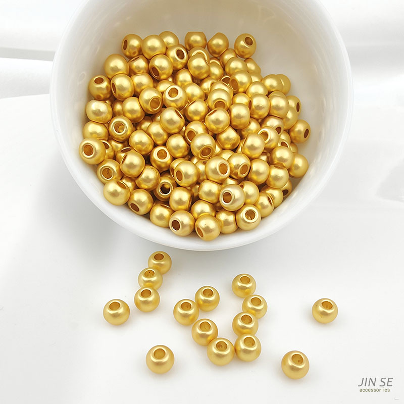 小金珠散珠隔珠配件哑金配珠18k金珠子包金珠手串手链串珠diy材料 - 图0