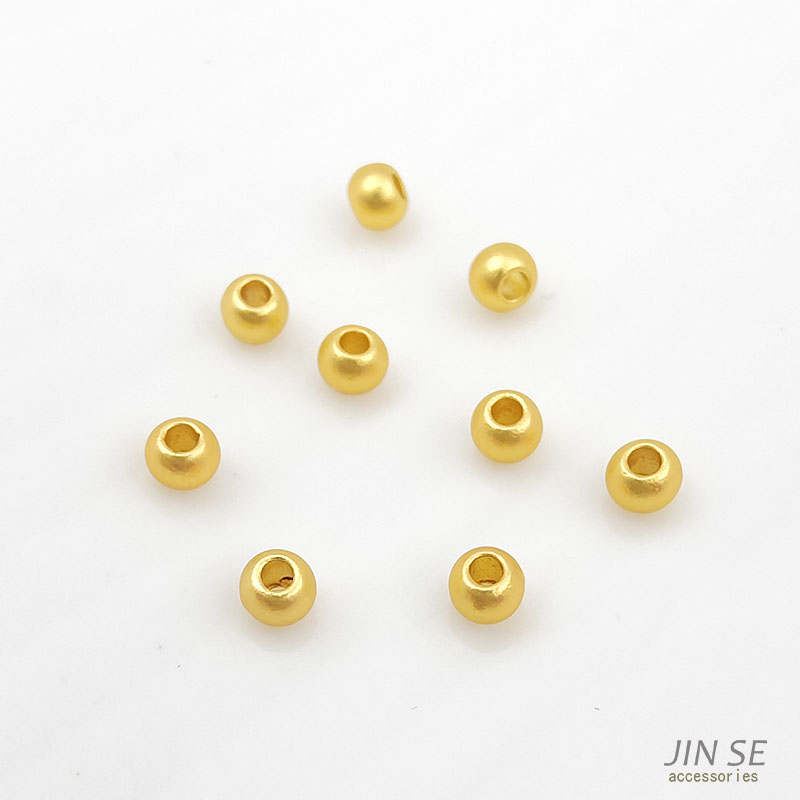 小金珠散珠隔珠配件哑金配珠18k金珠子包金珠手串手链串珠diy材料 - 图1