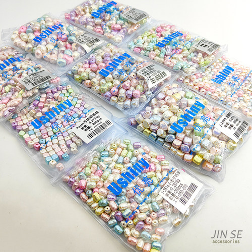 明天优亮奶油珠巴洛克直孔极光马贝珠diy手链项链手机链串珠材料 - 图0