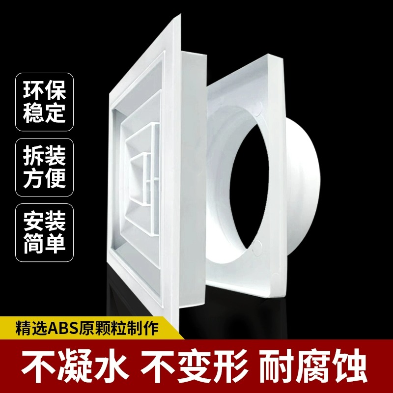 空调出风口百叶散流器塑料吊顶通风排气口罩风管新风机方变圆面板