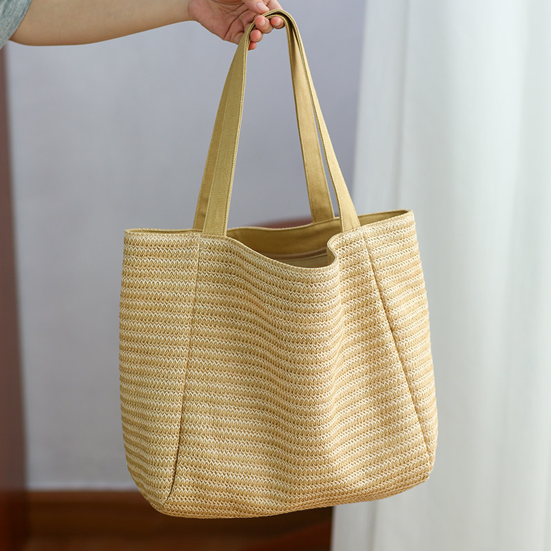 布奏夏季草编包单肩大包包托特包海边沙滩编织包上班通勤文艺百搭