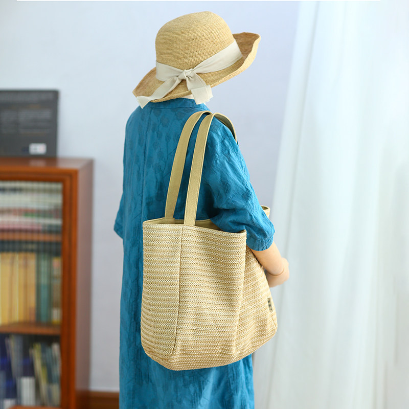 布奏夏季草编包单肩大包包托特包海边沙滩编织包上班通勤文艺百搭