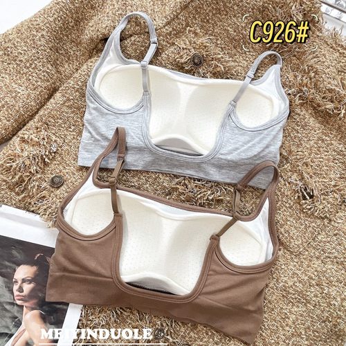 C926大U美背早春细肩带内搭固定杯吊带内衣运动新款抹胸女 - 图1