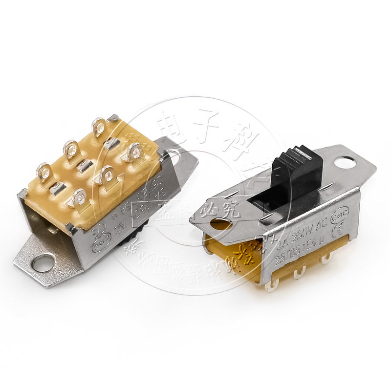 SS-22G08（2P2T）拨动开关2档 双排6脚立式带耳朵吹风机电源开关 - 图3