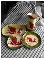 Foreign Trade Outlet Green White Christmas Themed Christmas Car Milk Pot Ceramic Pot Plate