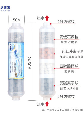 透明弱碱麦饭石4合1多功能矿化滤芯净水机小直管混合增加PH和钙镁
