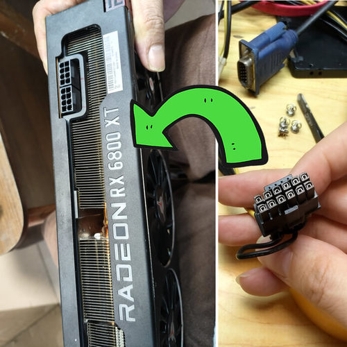 适配Radeon RX 6800 XT 显卡电源线 12P转8pin 一分二 PCI-E 12针 - 图0