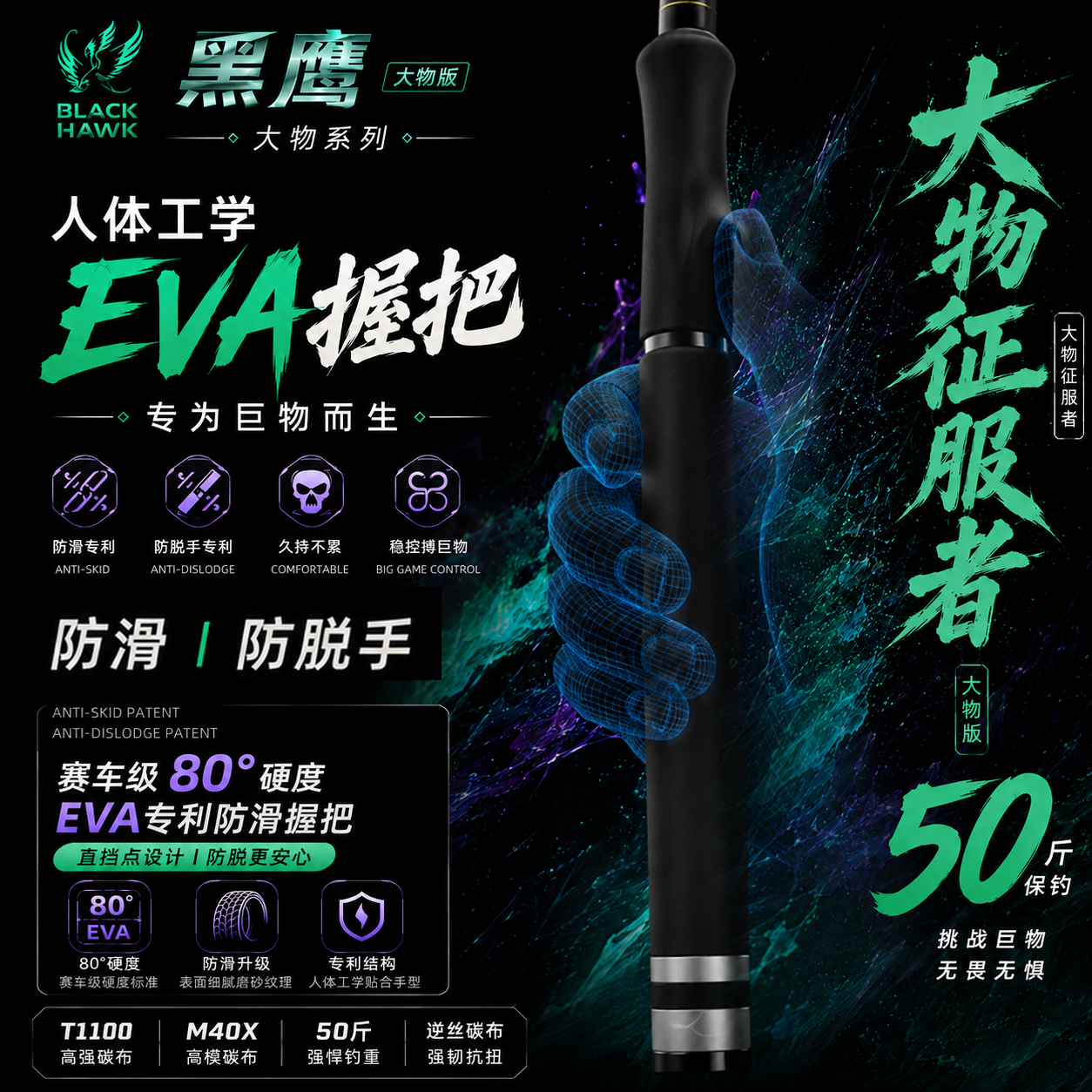 让保罗阿隆索系列5H28调6H超硬19调台钓竿超轻超硬鱼竿鲢鳙竿